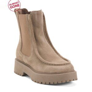 NEROGIARDINI Taupe Made In Italy Suede Chelsea Booties